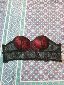 Clovia Lace Bustier - Red and Black