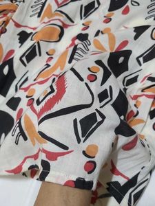 Abstract Print Button-Down Top
