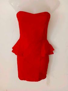 HOT RED PEPLUM DRESS