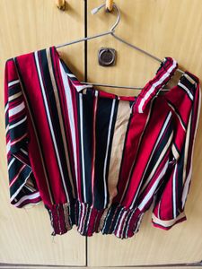 Striped Cold Shoulder Top