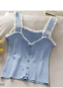 Blue Lace detailed Tank Top
