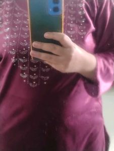 Burgundy Velvet Kurta Set