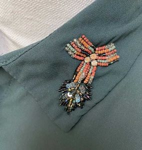 Zara emerald green embellished shirt large size