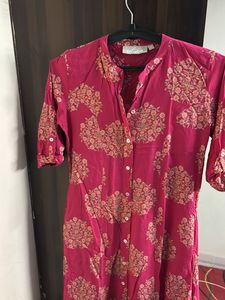 Utsa by Westside -Pink Floral Print Anarkali Kurti