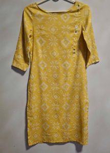 Avaasa Yellow Printed Kurta