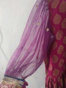 Elegant Magenta &amp; Gold Brocade Dress