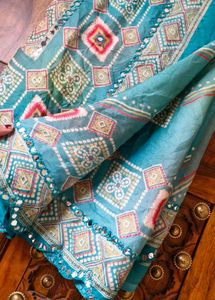Green Cut Work Vintage Look Saree (New)