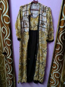 Brown & Black Dress with Shrug