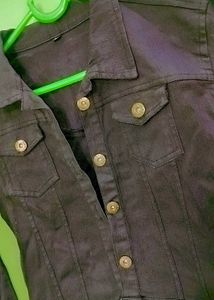 Denim Jacket &amp; Back Style Black Top(Combo)
