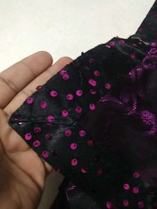 Elegant Purple Sequin Saree