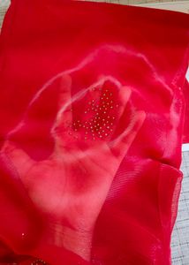 Red Embellished Saree