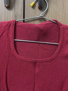 Red Knit Full Sleeve Sweater