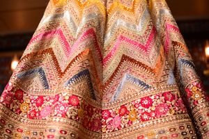 Stunning Bridal Lehenga + Choli + 2 Dupatta Set