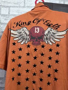 Punk 13 Two Side Print Orange Coral Polo Tshirt