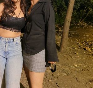 Gray Mini Skirt with Zipper Detail