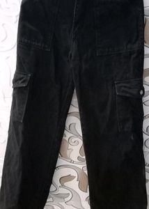 Black Corduroy Cargo Pants