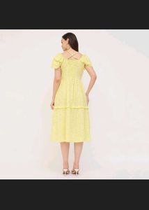 Yellow Floral Puff Sleeve Mini Dress