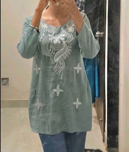 sea blue short kurti