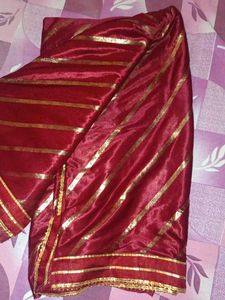 crape Red &amp; Gold  saree