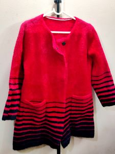 premium imported red and black striped knit cardig