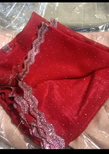 Red Beaded Saree