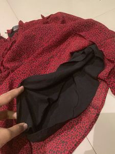 Chic Red Animal Print Top