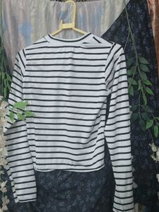 Striped Cutout Long Sleeve Top