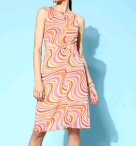 SASSAFRAS Women Warping Midi Dress Striped
