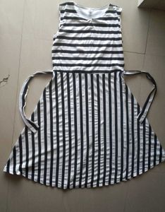 Stylish Black &amp; White Striped Dress with Jacket