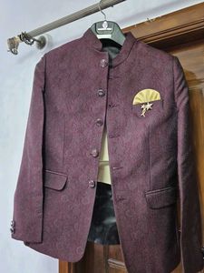Burgundy Patterned Nehru Jacket