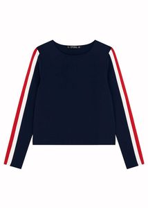 Navy Striped Sleeve Top