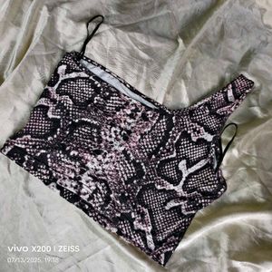 20137. Snakeskin Print Crop Top