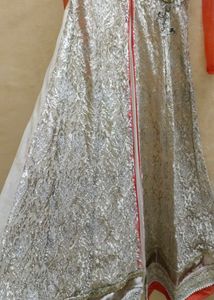 Elegant Silver Embroidered Net Gown Formal Dress