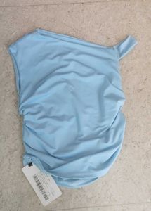 Asymmetric Chic Blue One-Shoulder Top