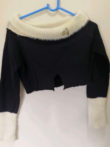 Black & White Cropped Sweater