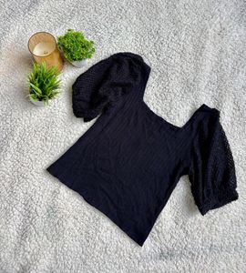 Chic Black Puff Sleeve Top