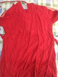 Red Top with Button Detail