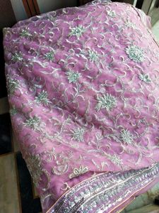 Readymade Embroidered Net Saree