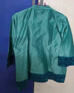 Elegant Green silk Kurta with border