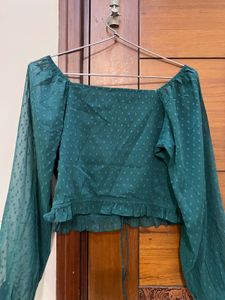 Chic Green Sheer Top