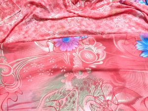 Pink saree with attached blouse piece