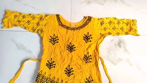 Girls Yellow Embroidered Dress