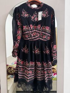 Floral Print Black Dress