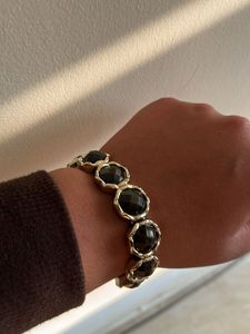 Gold &amp; Black Stone Bracelet