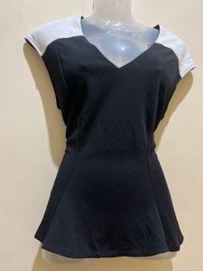Korean Black v Neck Top