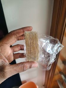 Sparkling Gold-Toned Stone Studded Bangle