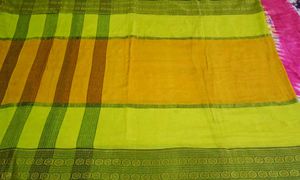 Yellow &amp; Olive Green Saree