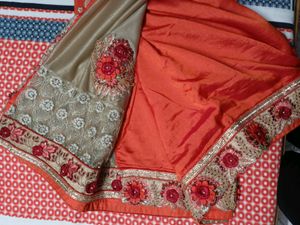 Festive Wear Orange 🧡 Saree