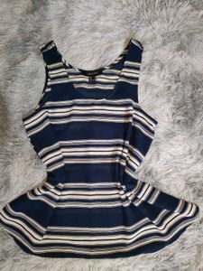 Navy Blue and White Top