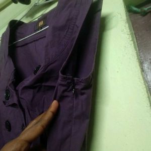 Purple Sleeveless Button Detail Dress